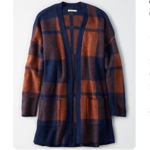 AE plaid long cardigan (Size M)